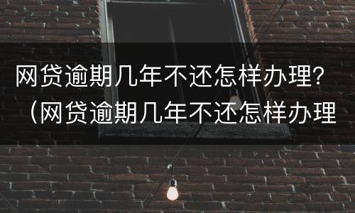 网贷逾期几年不还怎样办理？（网贷逾期几年不还怎样办理房产证）