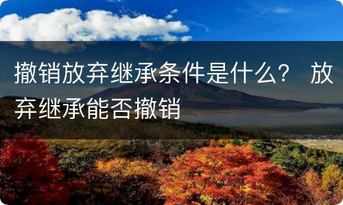 撤销放弃继承条件是什么？ 放弃继承能否撤销