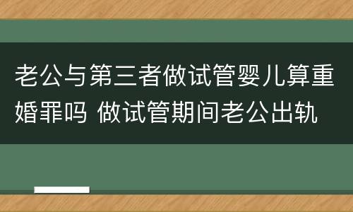 老公与第三者做试管婴儿算重婚罪吗 做试管期间老公出轨