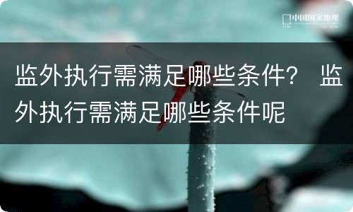 监外执行需满足哪些条件？ 监外执行需满足哪些条件呢