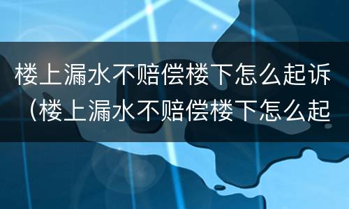 楼上漏水不赔偿楼下怎么起诉（楼上漏水不赔偿楼下怎么起诉对方）