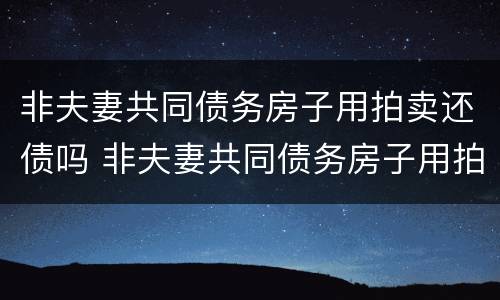 非夫妻共同债务房子用拍卖还债吗 非夫妻共同债务房子用拍卖还债吗合法吗