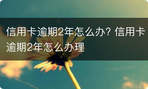 信用卡逾期2年怎么办? 信用卡逾期2年怎么办理