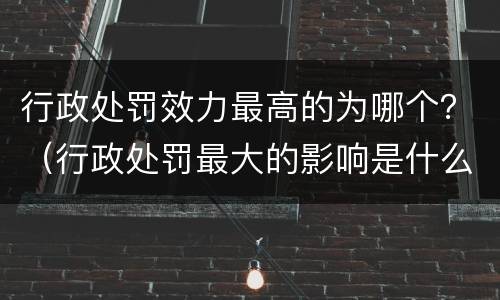 行政处罚效力最高的为哪个？（行政处罚最大的影响是什么）