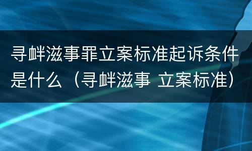 寻衅滋事罪立案标准起诉条件是什么（寻衅滋事 立案标准）