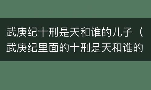 武庚纪十刑是天和谁的儿子（武庚纪里面的十刑是天和谁的儿子）