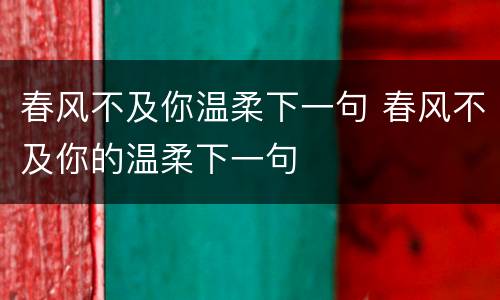 春风不及你温柔下一句 春风不及你的温柔下一句