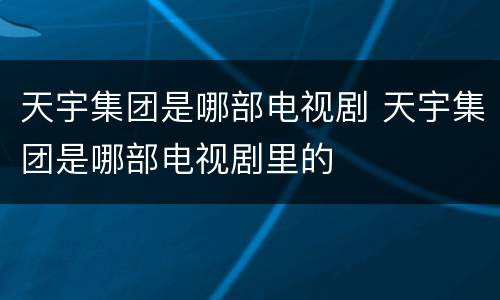 天宇集团是哪部电视剧 天宇集团是哪部电视剧里的