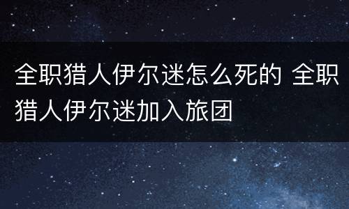 全职猎人伊尔迷怎么死的 全职猎人伊尔迷加入旅团