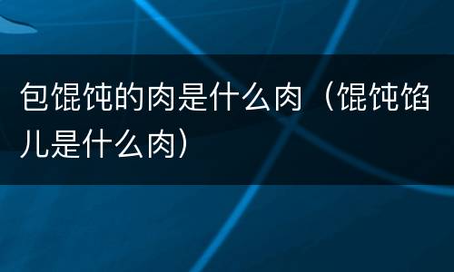 包馄饨的肉是什么肉（馄饨馅儿是什么肉）