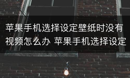 苹果手机选择设定壁纸时没有视频怎么办 苹果手机选择设定壁纸时没有视频怎么回事