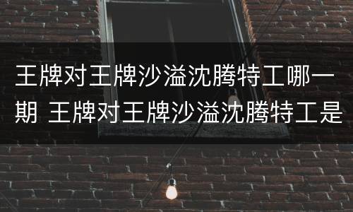 王牌对王牌沙溢沈腾特工哪一期 王牌对王牌沙溢沈腾特工是哪一期