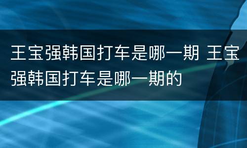 王宝强韩国打车是哪一期 王宝强韩国打车是哪一期的