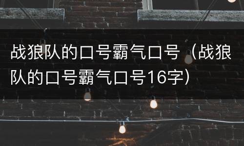 战狼队的口号霸气口号（战狼队的口号霸气口号16字）