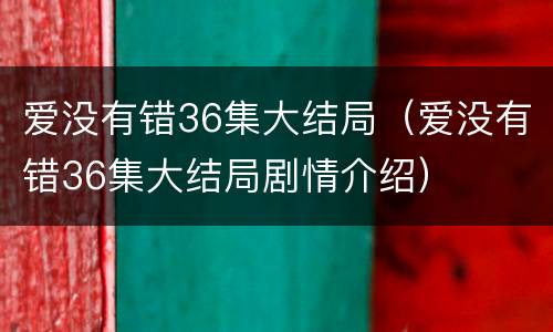 爱没有错36集大结局（爱没有错36集大结局剧情介绍）