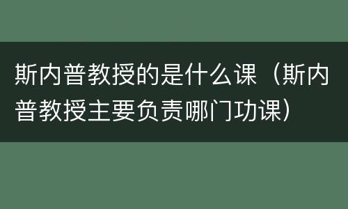 斯内普教授的是什么课（斯内普教授主要负责哪门功课）