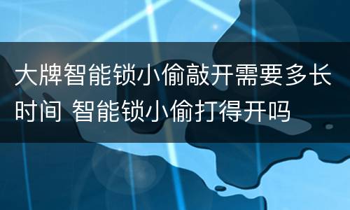 大牌智能锁小偷敲开需要多长时间 智能锁小偷打得开吗