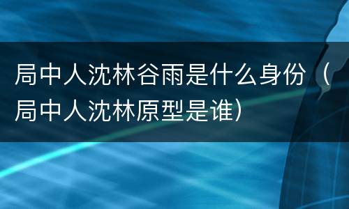 局中人沈林谷雨是什么身份（局中人沈林原型是谁）