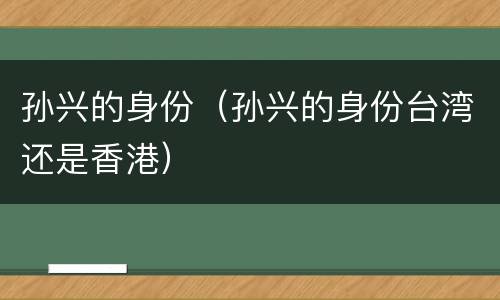 孙兴的身份（孙兴的身份台湾还是香港）