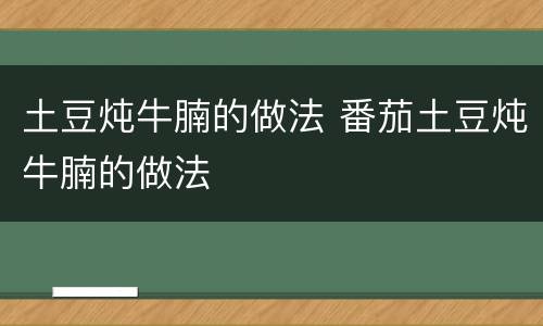 土豆炖牛腩的做法 番茄土豆炖牛腩的做法