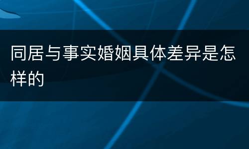 同居与事实婚姻具体差异是怎样的