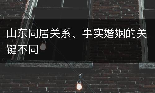 山东同居关系、事实婚姻的关键不同