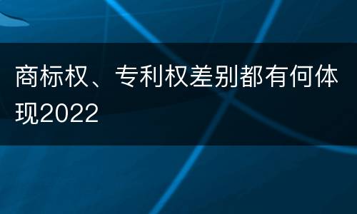 商标权、专利权差别都有何体现2022