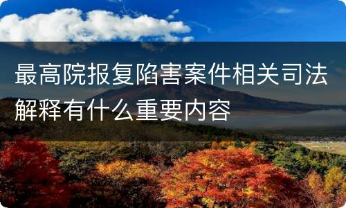 最高院报复陷害案件相关司法解释有什么重要内容