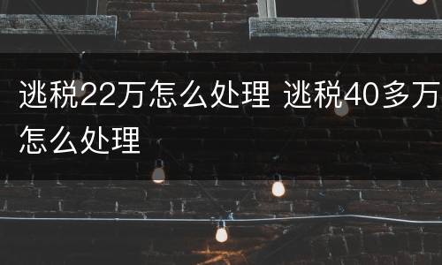 逃税22万怎么处理 逃税40多万怎么处理