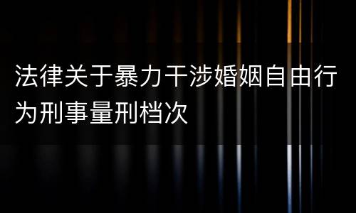 法律关于暴力干涉婚姻自由行为刑事量刑档次