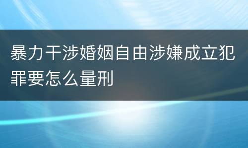 暴力干涉婚姻自由涉嫌成立犯罪要怎么量刑