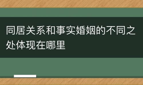 同居关系和事实婚姻的不同之处体现在哪里