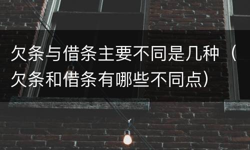 欠条与借条主要不同是几种（欠条和借条有哪些不同点）