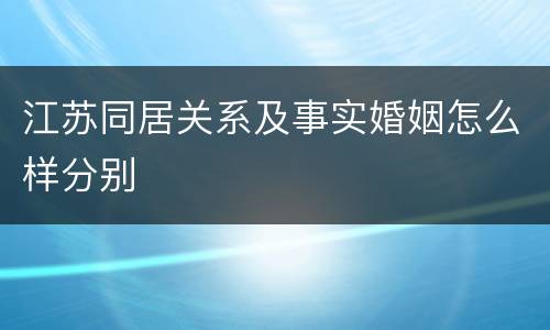 江苏同居关系及事实婚姻怎么样分别