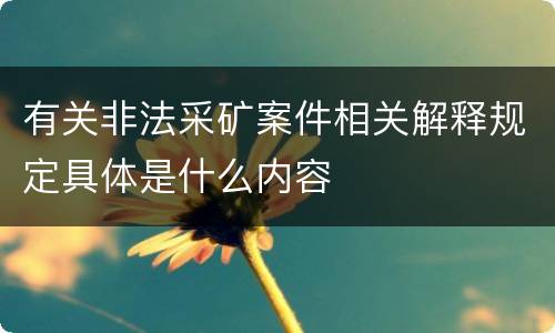 有关非法采矿案件相关解释规定具体是什么内容