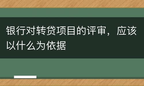 银行对转贷项目的评审，应该以什么为依据