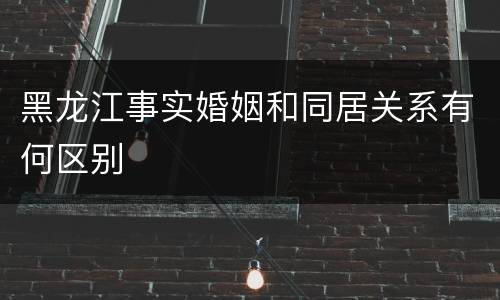 黑龙江事实婚姻和同居关系有何区别