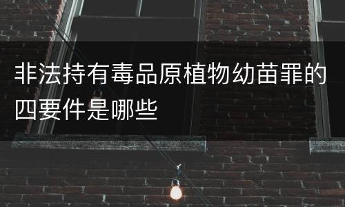 非法持有毒品原植物幼苗罪的四要件是哪些