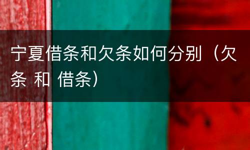 宁夏借条和欠条如何分别（欠条 和 借条）