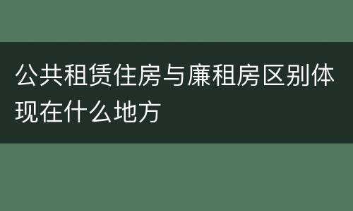 公共租赁住房与廉租房区别体现在什么地方