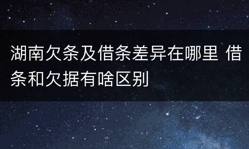 湖南欠条及借条差异在哪里 借条和欠据有啥区别