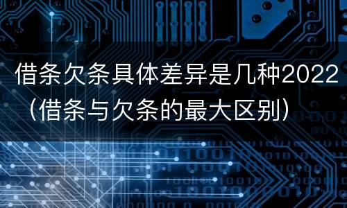 借条欠条具体差异是几种2022（借条与欠条的最大区别）