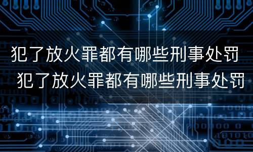 犯了放火罪都有哪些刑事处罚 犯了放火罪都有哪些刑事处罚案件