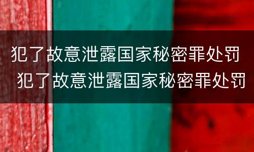 犯了故意泄露国家秘密罪处罚 犯了故意泄露国家秘密罪处罚金额