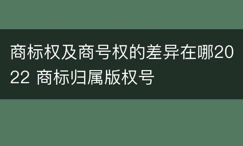 商标权及商号权的差异在哪2022 商标归属版权号