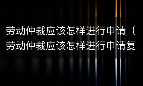 劳动仲裁应该怎样进行申请（劳动仲裁应该怎样进行申请复议）