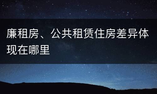 廉租房、公共租赁住房差异体现在哪里