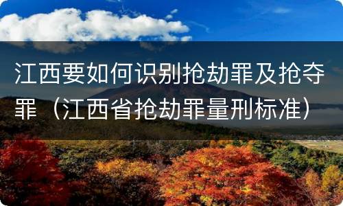 江西要如何识别抢劫罪及抢夺罪（江西省抢劫罪量刑标准）