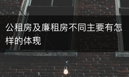 公租房及廉租房不同主要有怎样的体现