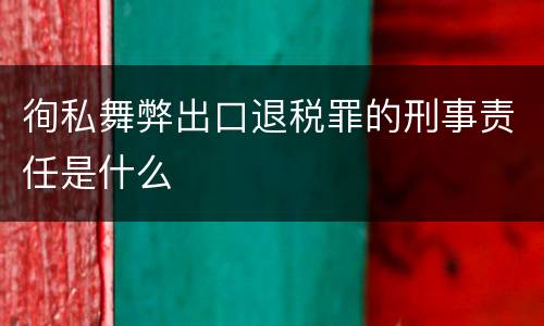 徇私舞弊出口退税罪的刑事责任是什么